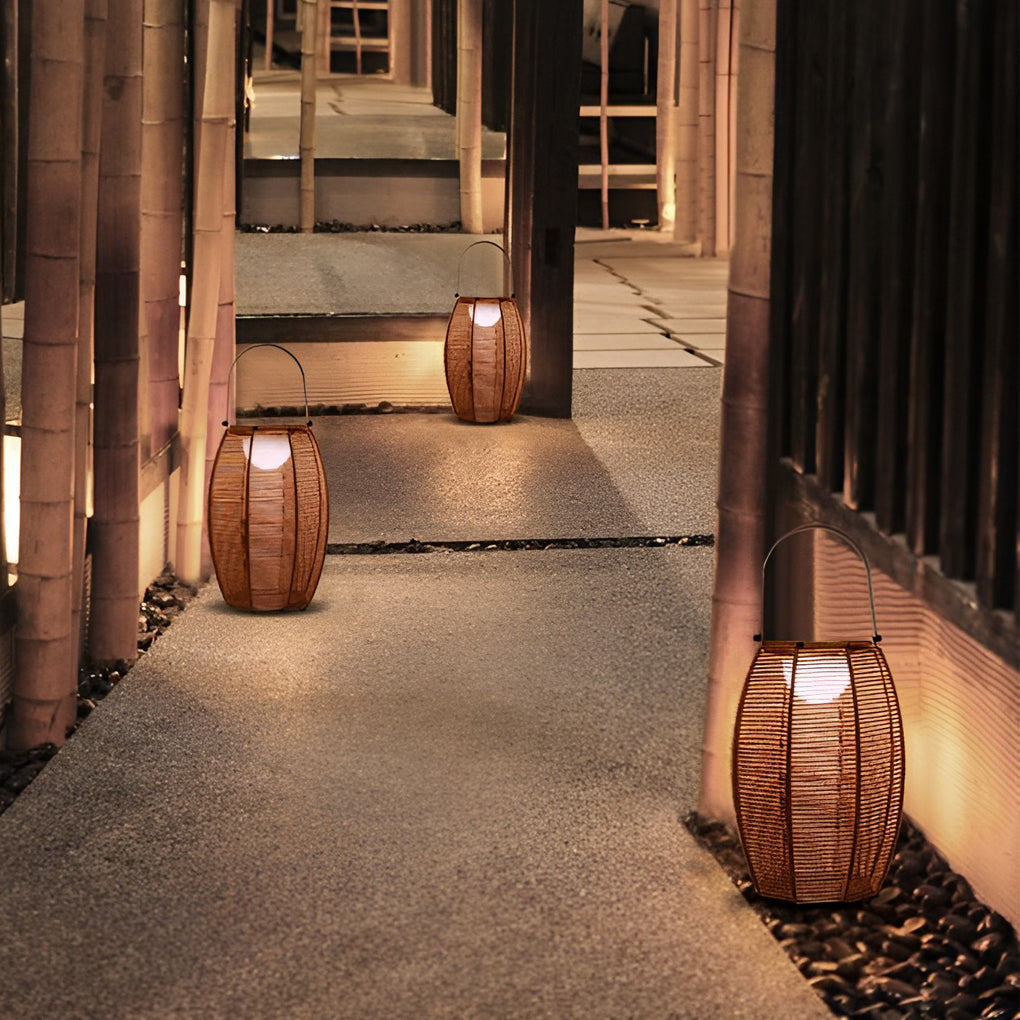 WINTERBOURNE RATTAN LED GLOBE OUTDOOR LANTERN