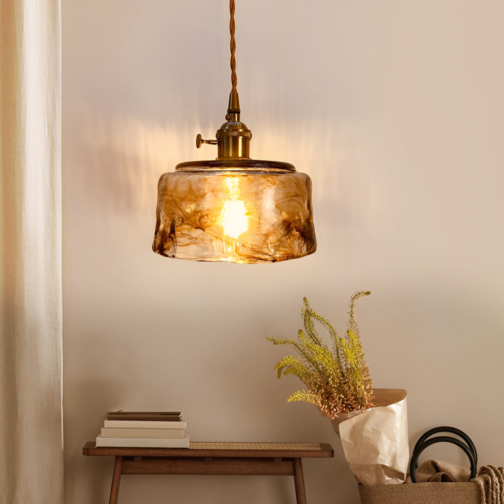 RAVENSCROFT POLISHED METAL GLASS PENDANT LIGHT