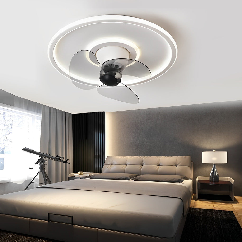 1. **WINSLOW WHISPERING CEILING FAN LUMINAIRE**  
   Features a silent operation with 360° rotation and adjustable brightness, blending seamlessly into any modern space.

2. **HATHERLEIGH INVISIBLE AIRFLOW ILLUMINATOR**  
   Combines a sleek design with d