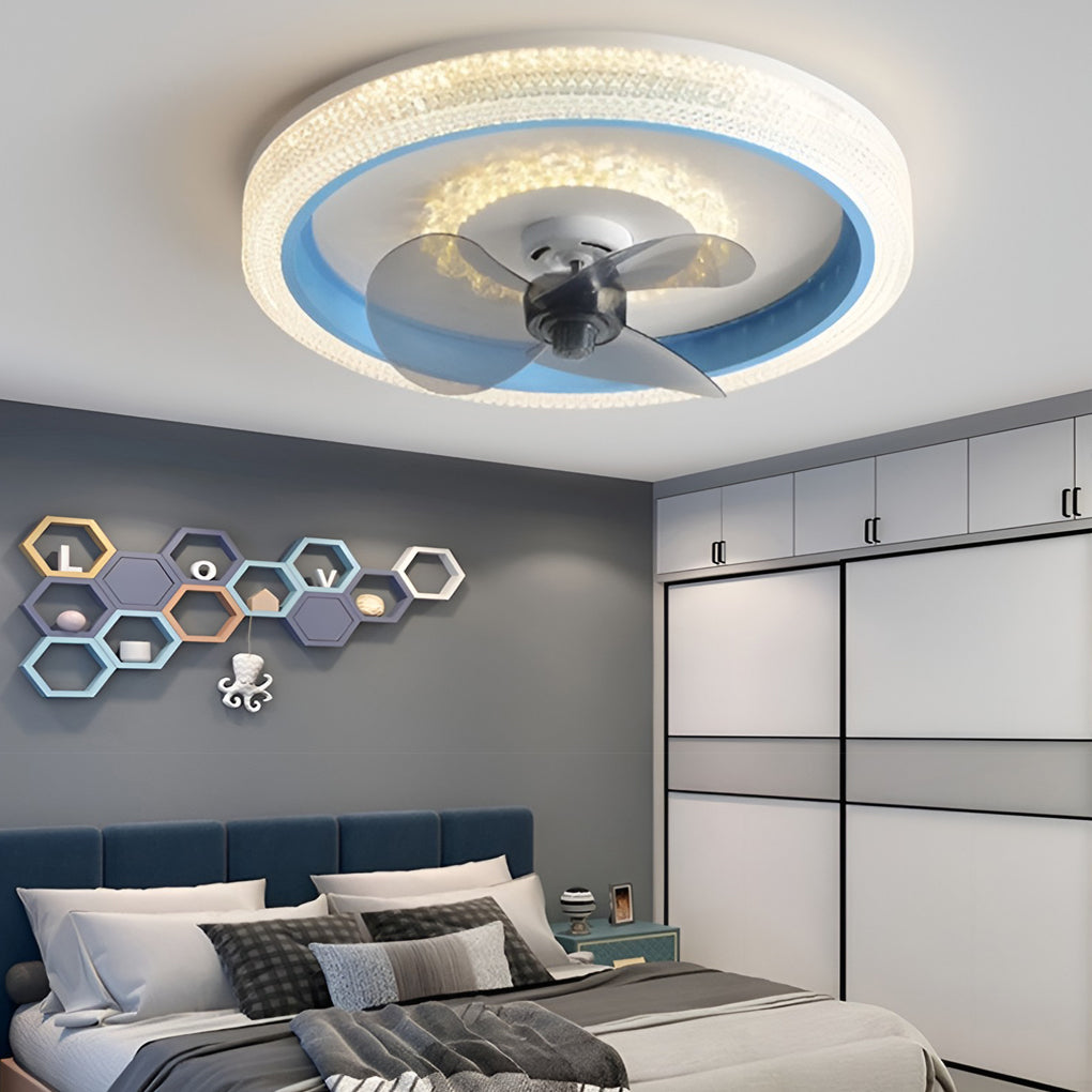 WINTHORPE CIRCULAR LED CEILING FAN WITH VARIABLE BRIGHTNESS AND 360° ROTATION