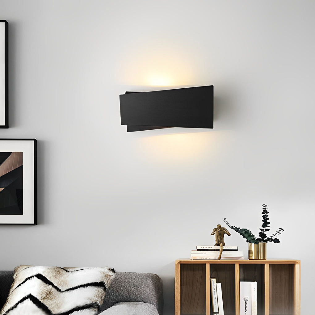 WINTHORPE MODERN RECTANGULAR IRON WALL LIGHT WITH DUAL LED ILLUMINATION