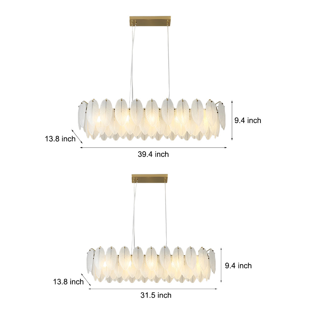 WINDSOR GLASS PLUME TRIFOLD CHANDELIER FOR DINING SPACES