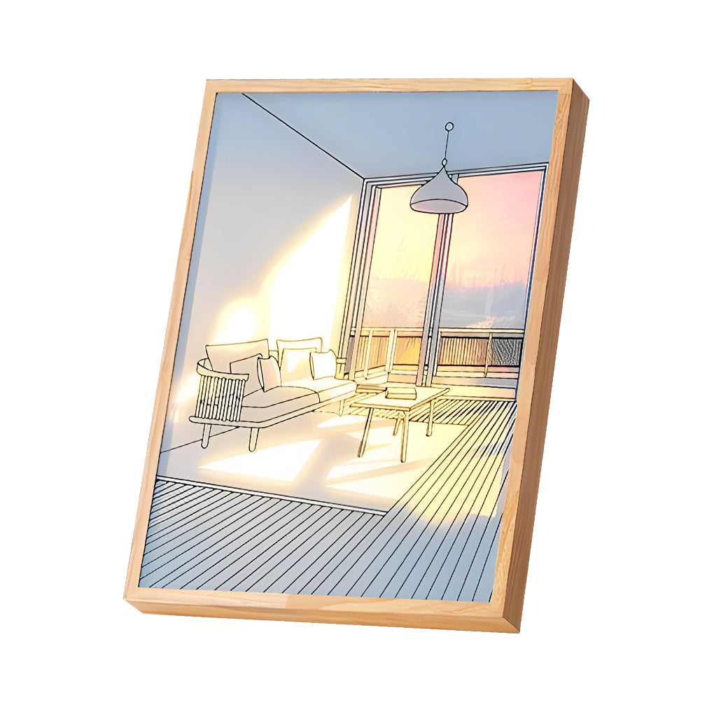 WINTERBOURNE WOODEN FRAME TOUCH-SENSITIVE DIMMABLE SUNSET ILLUMINATION ART LIGHT