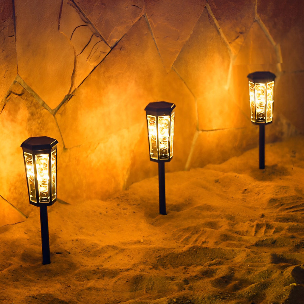 BRAMBLEWOOD HEXAGONAL SOLAR GLOWING GARDEN LIGHTS WITH MOTION DETECTION