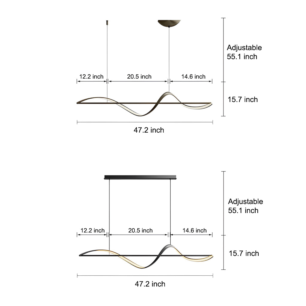 WINTHORPE WAVING STRIP LED CHANDELIER
