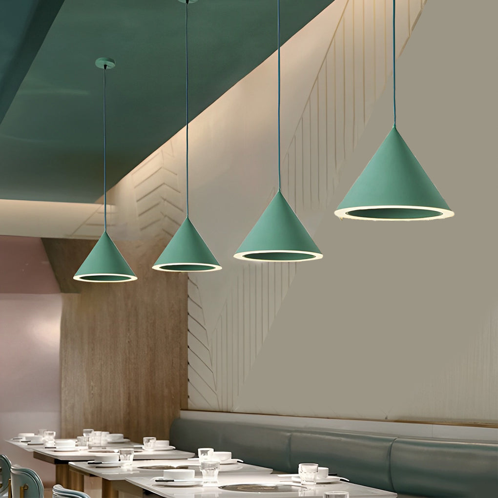 FENWICK HUE CONICAL PENDANT LIGHT, MACARON COLOR NORDIC DESIGN FOR KITCHEN ISLAND