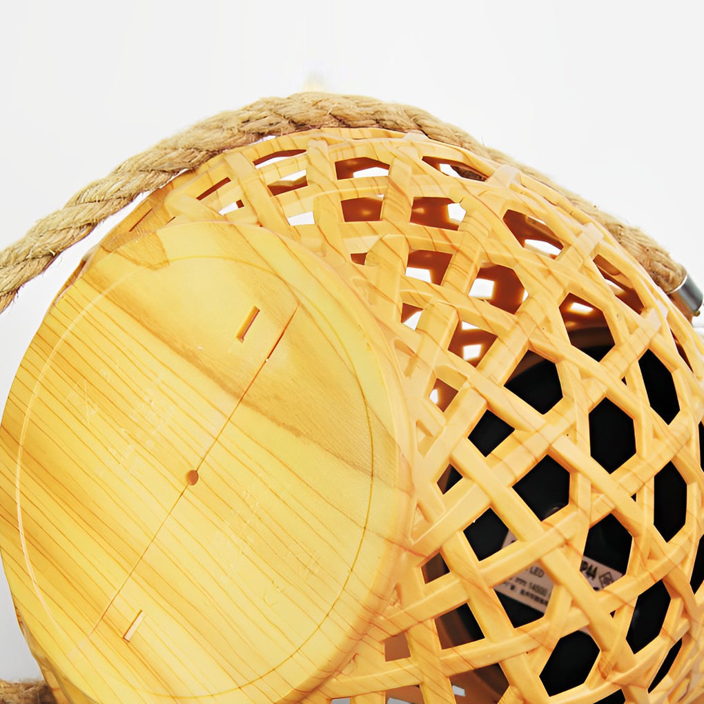 WINDSOR WOVEN BAMBOO SOLAR LANTERN WITH USB CHARGING