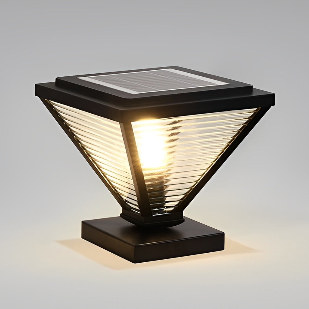 WINCHESTER MODERN SOLAR FENCE POST LANTERNS WITH GEOMETRIC DESIGN