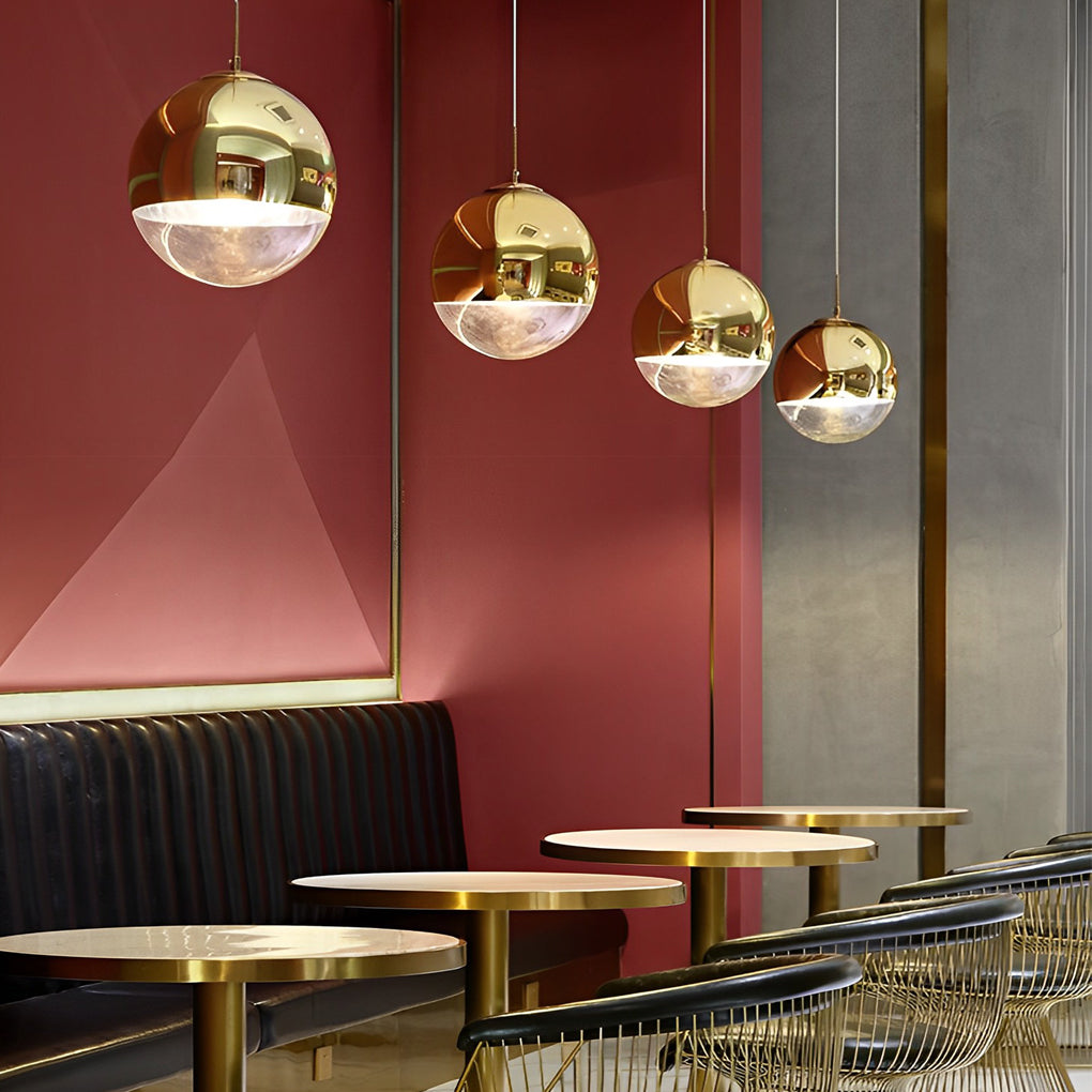 WINTHROPE SPHERICAL ROTATING METAL AND GLASS PENDANT LIGHT