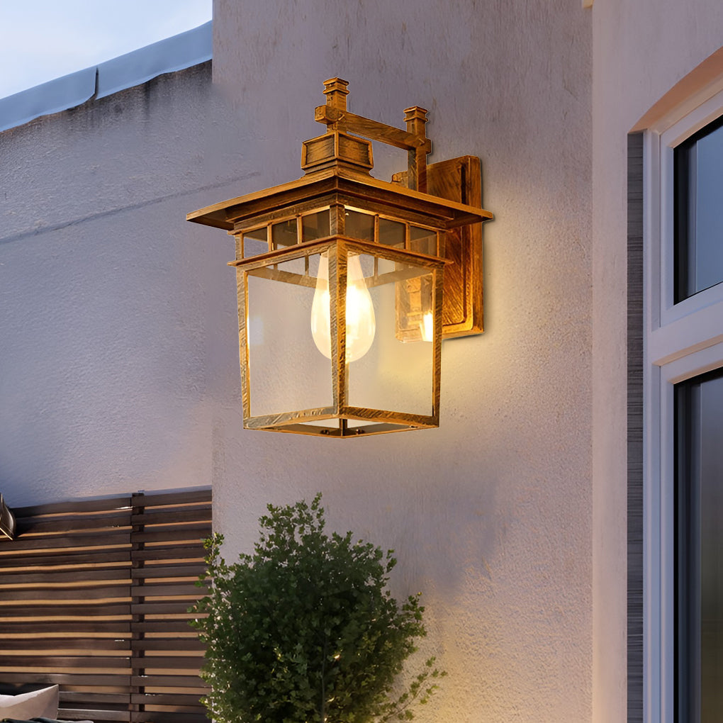 WINDSOR GLASS SHIELD OUTDOOR WALL LANTERN, WEATHER-RESISTANT SCONCE LIGHTING WITHOUT BULB