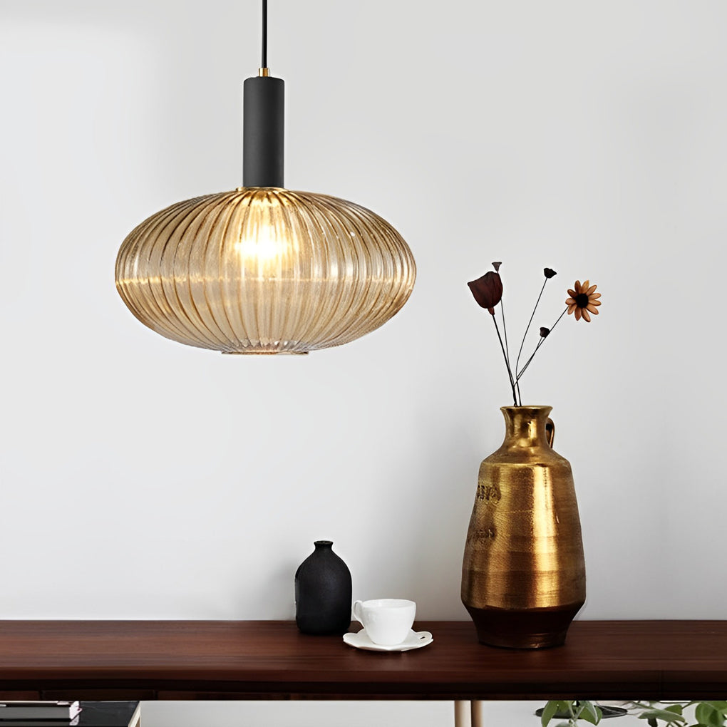 WINTHORPE STRIPED GLASS HANGING LANTERN