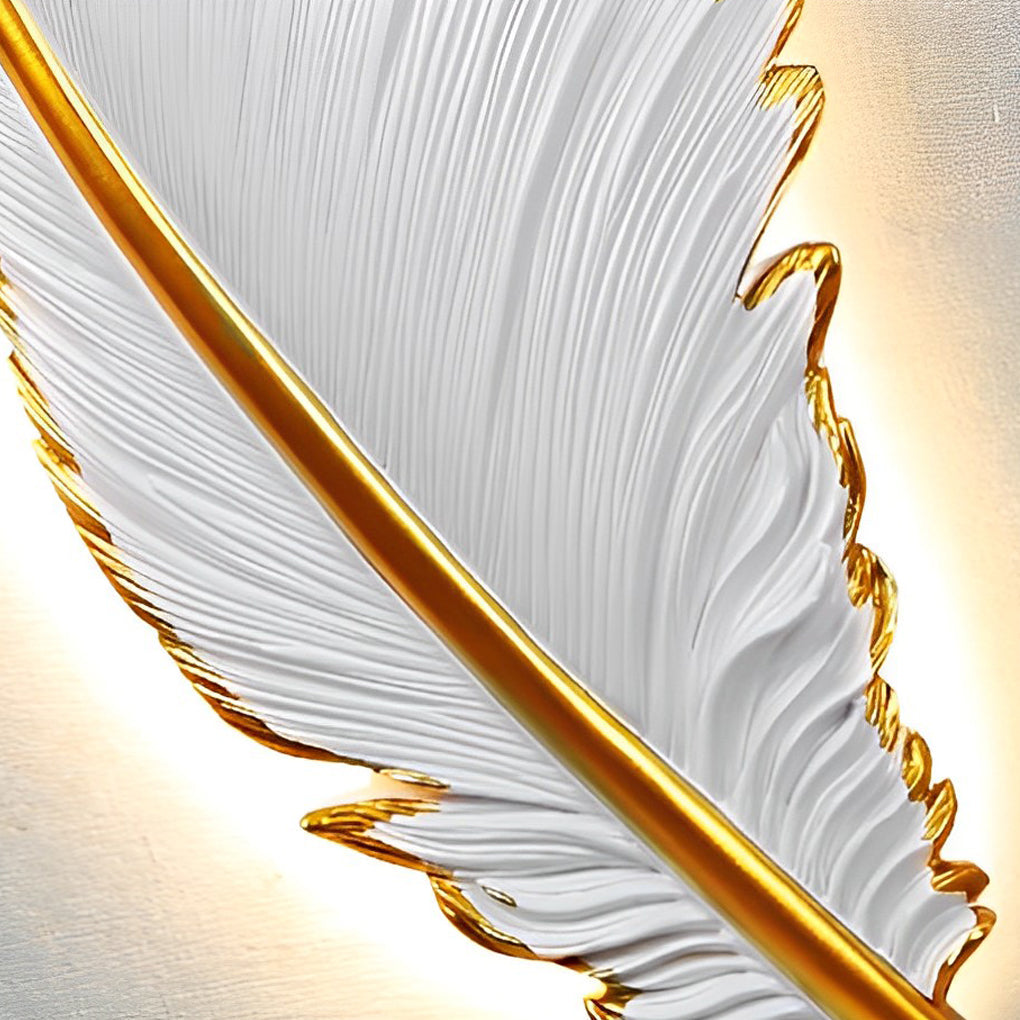 WHITBY RESIN FEATHER WALL LANTERN WITH DIMMABLE LED STRIP