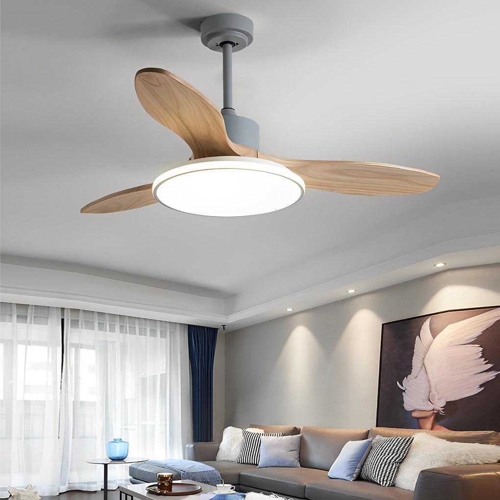 WINDSOR WOODEN TRIO DIMMER CEILING FAN LIGHT WITH REMOTE