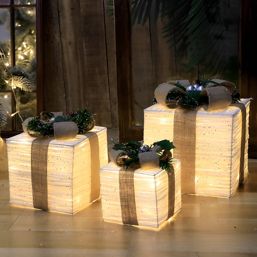 "WINTERBERRY TRIO: Enchanted Festive Gift Box Scene Ensemble"  

1. **WINTERBERRY GIFT BOX** - A charmingly crafted box adorned with intricate winter motifs, perfect for housing holiday treasures.  
2. **HOLLYFROST SCENE SETTING** - A delightful miniature