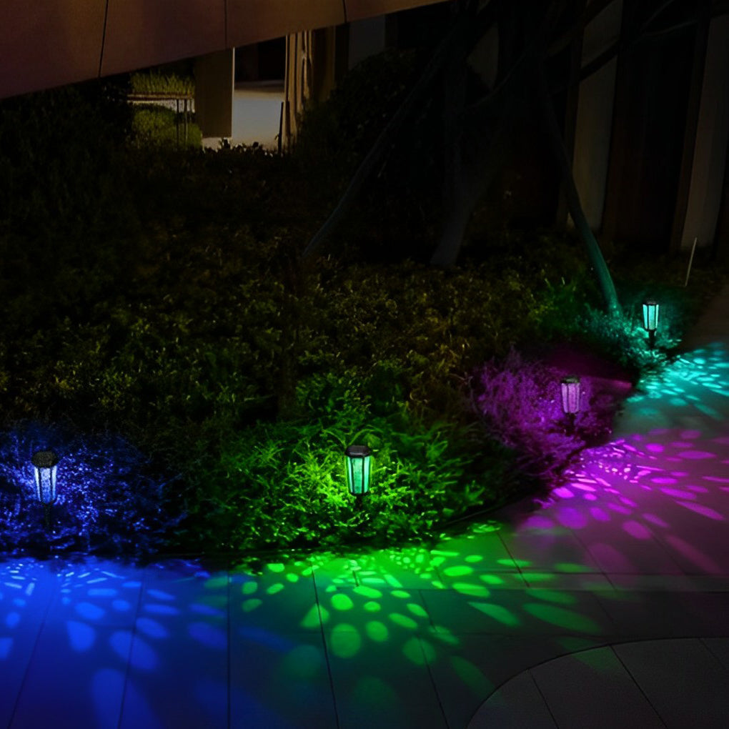 WINTHROP RAINBOW HEXAGON SOLAR GARDEN LANTERN, WEATHERPROOF LANDSCAPE ILLUMINATION