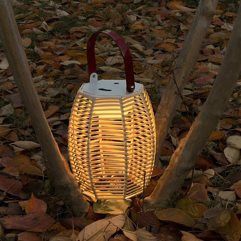 WINDSOR RATTAN SOLAR FLOOR LANTERN - WATER-RESISTANT LED OUTDOOR ILLUMINATION