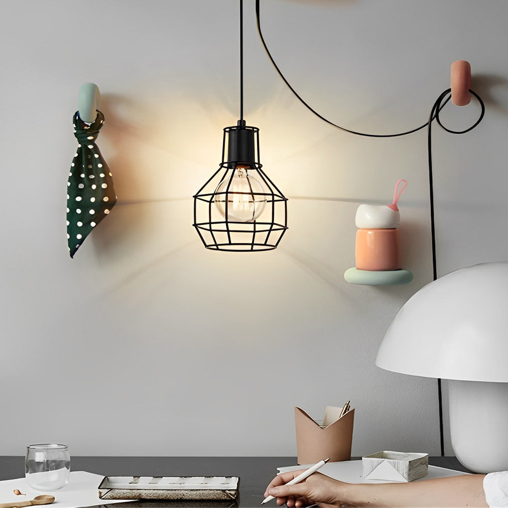 FENWICK INDUSTRIAL METAL CAGE CHANDELIER WITH SWITCH CONTROL
