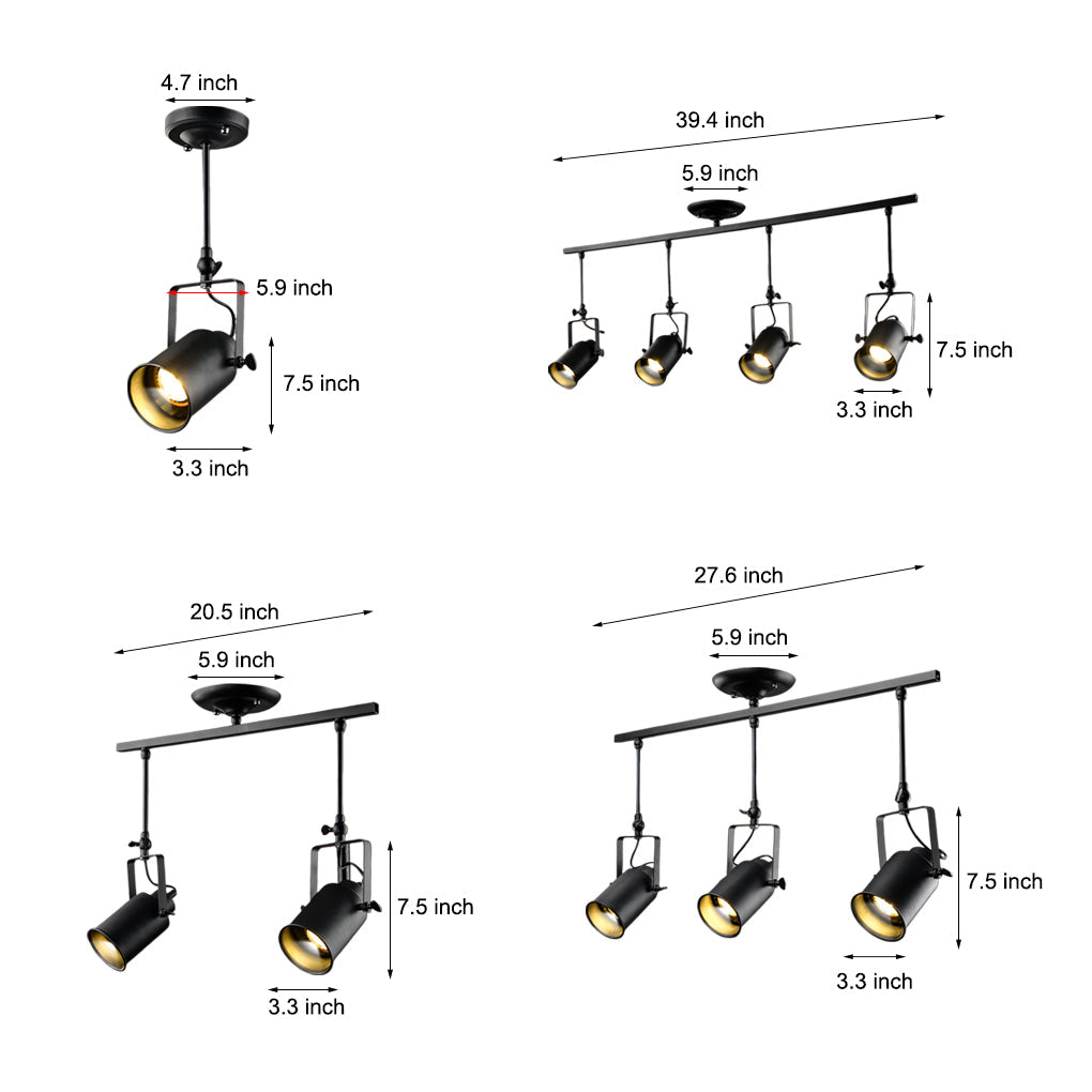 BRIDGEMAN ADJUSTABLE IRON SPOTLIGHTS WITH VINTAGE LED ILLUMINATION