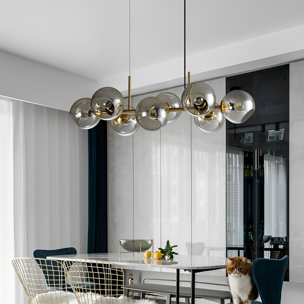 WINTHROP EIGHT-BULB GLASS SHADE CHANDELIER FOR DINING SPACES