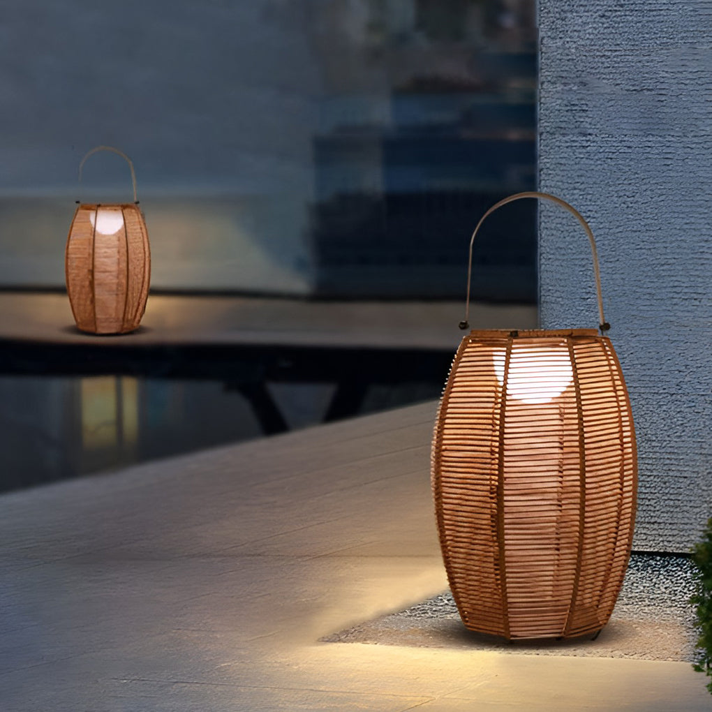 WINTERBOURNE RATTAN LED GLOBE OUTDOOR LANTERN