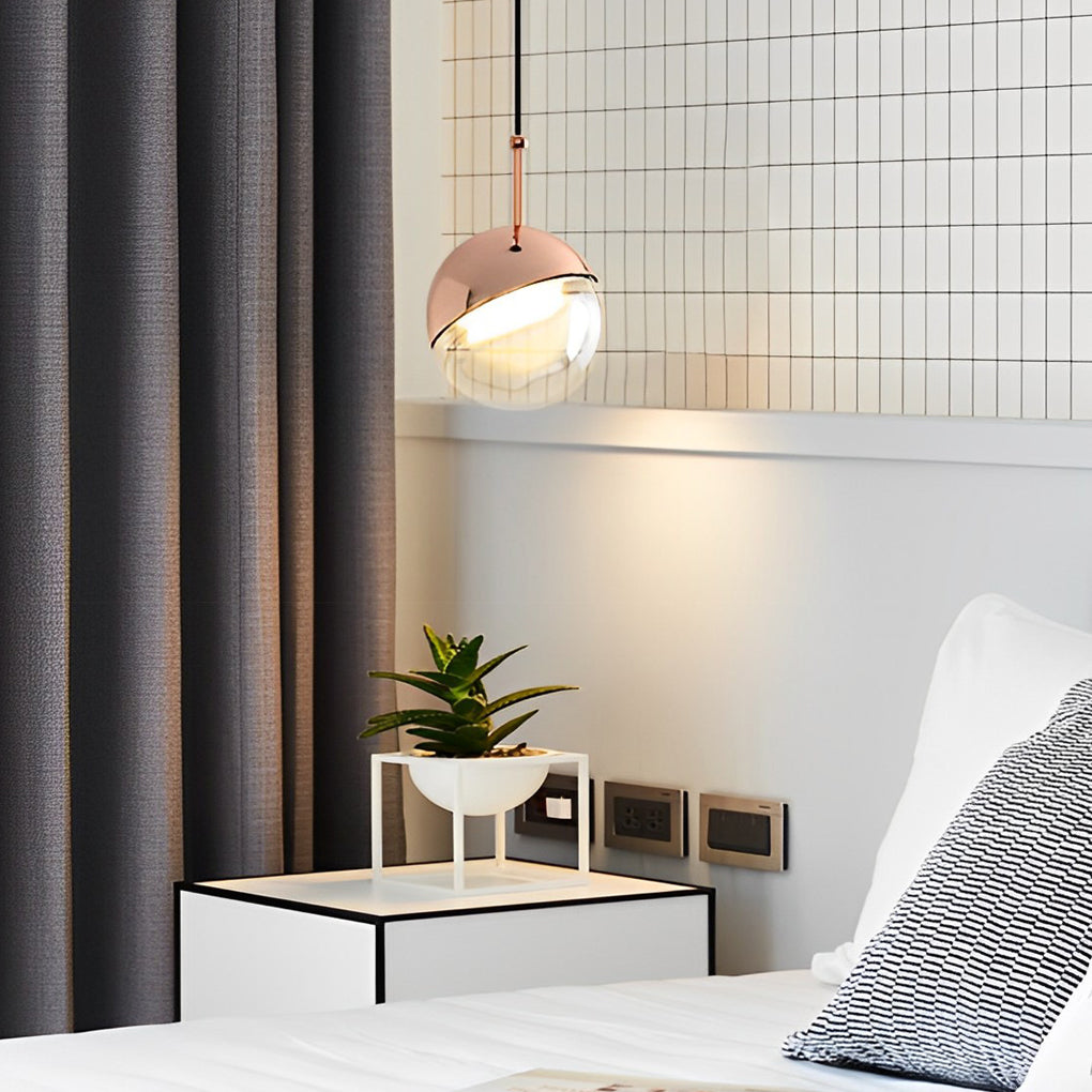 WINTHROPE SPHERICAL ROTATING METAL AND GLASS PENDANT LIGHT