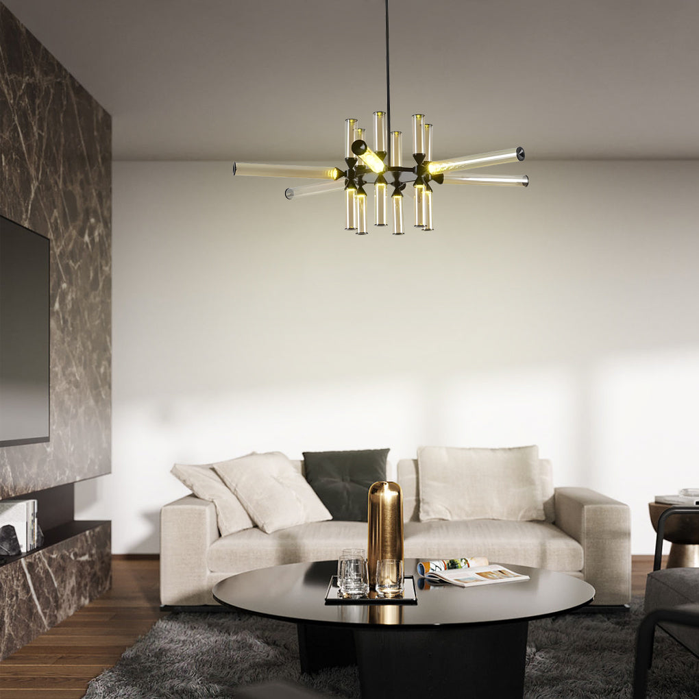 **CAVENDISH TUBE GLASS HANGING LANTERN**  
This stunning pendant light features a creative blend of spliced glass tubes, delivering a minimalist yet striking design that captures the essence of Nordic aesthetics, perfect for modern interiors.