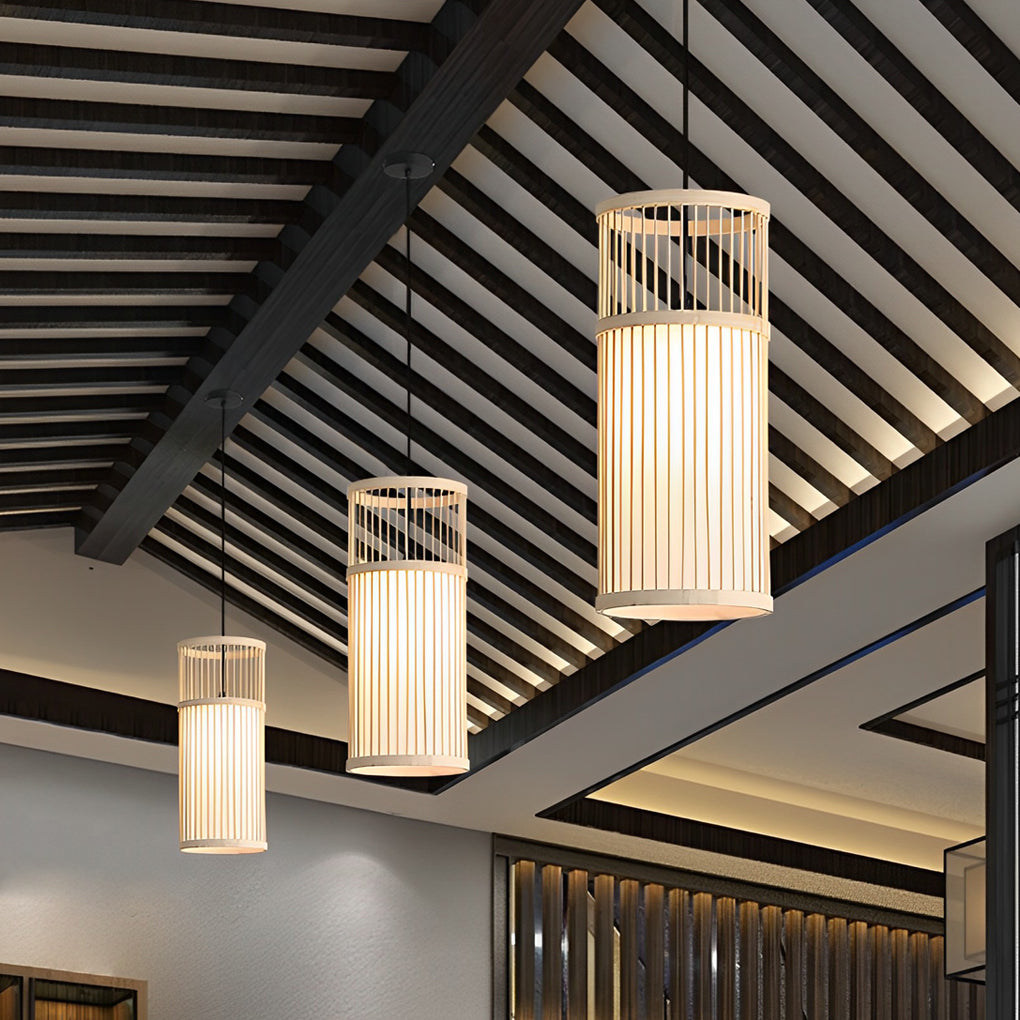 WINTHROP NATURAL BAMBOO WOVEN LED HANGING LAMP