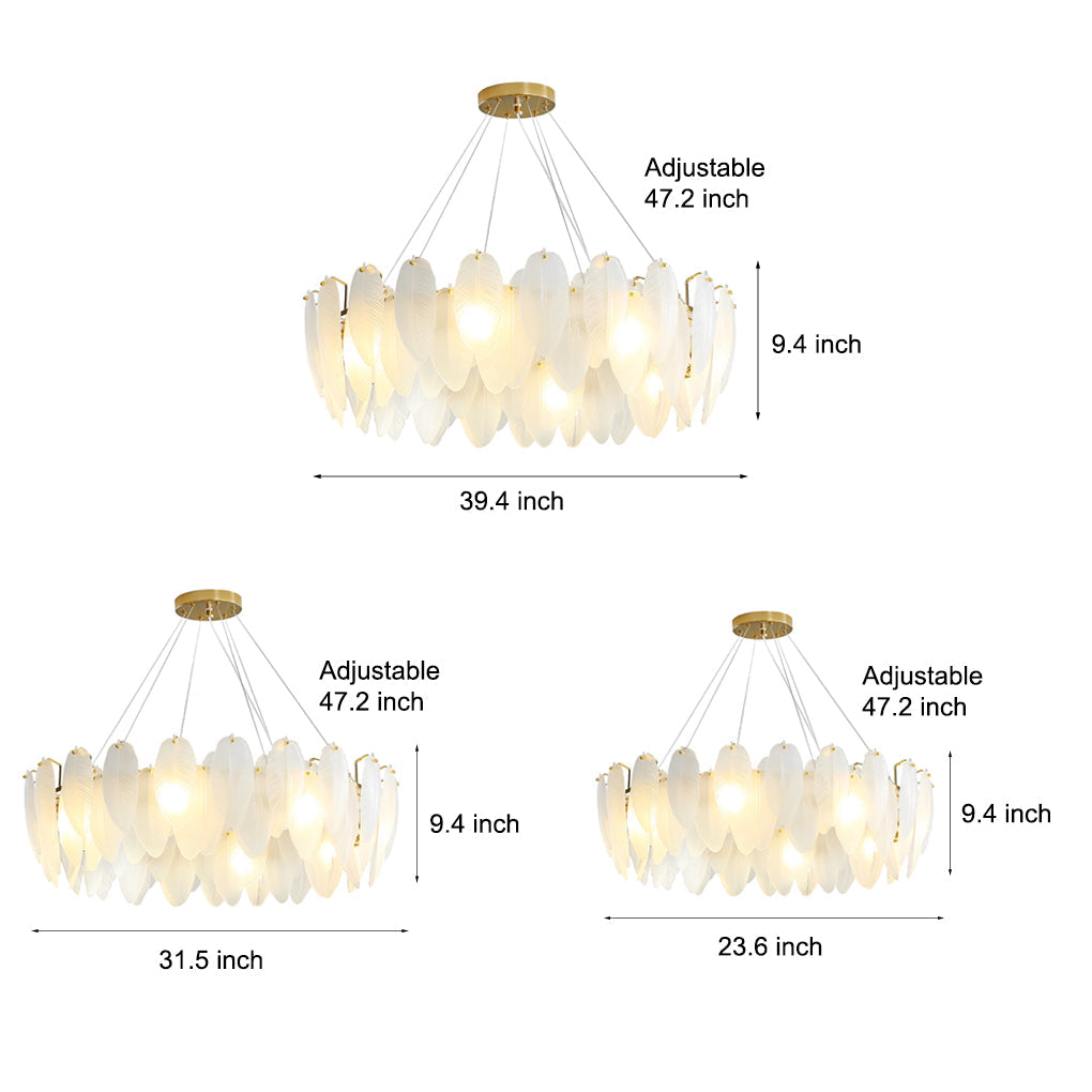 WINDSOR GLASS PLUME TRIFOLD CHANDELIER FOR DINING SPACES