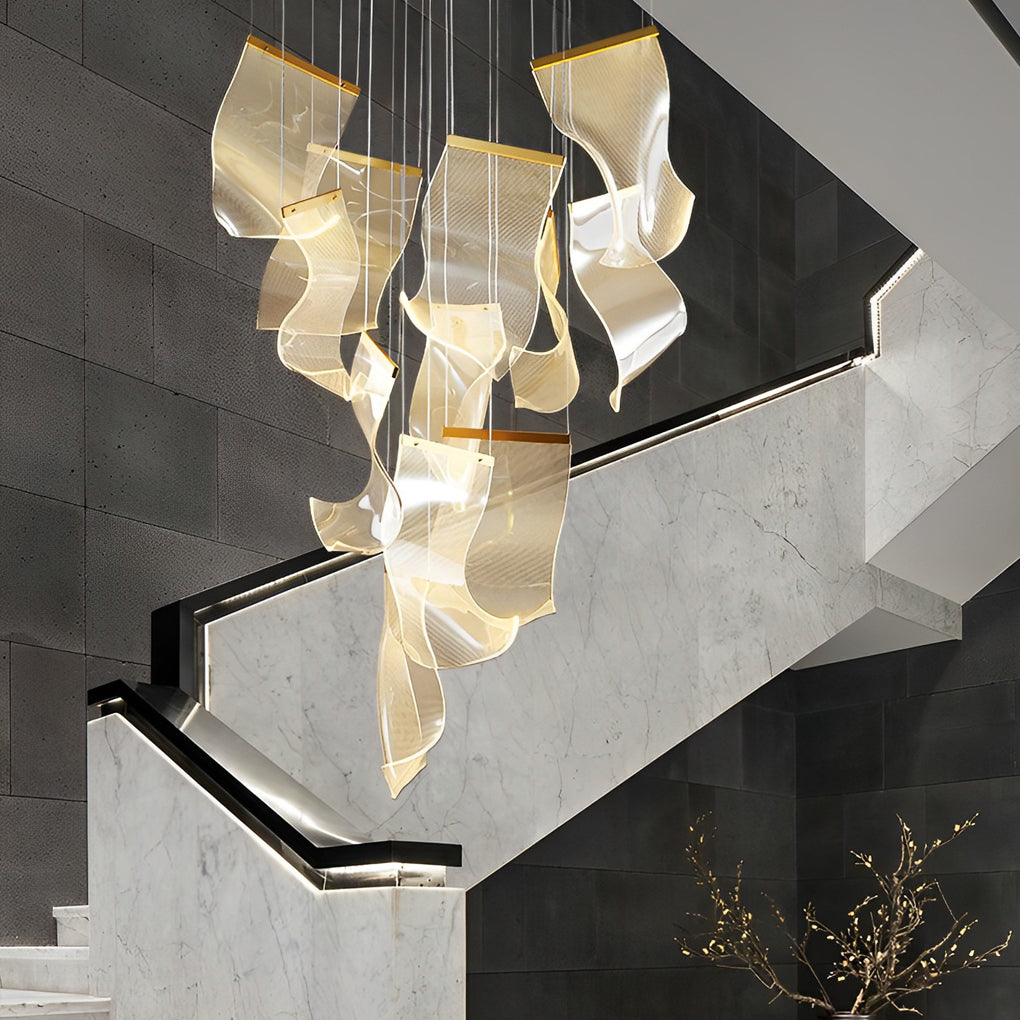 FELSTED CURVATURE ACRYLIC LED CHANDELIER WITH GRADUAL DIMMING