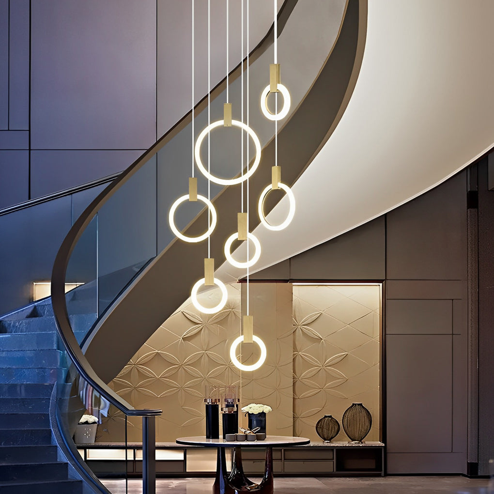 WINTHROP RINGED DIMMABLE LED STAIRWAY CHANDELIER