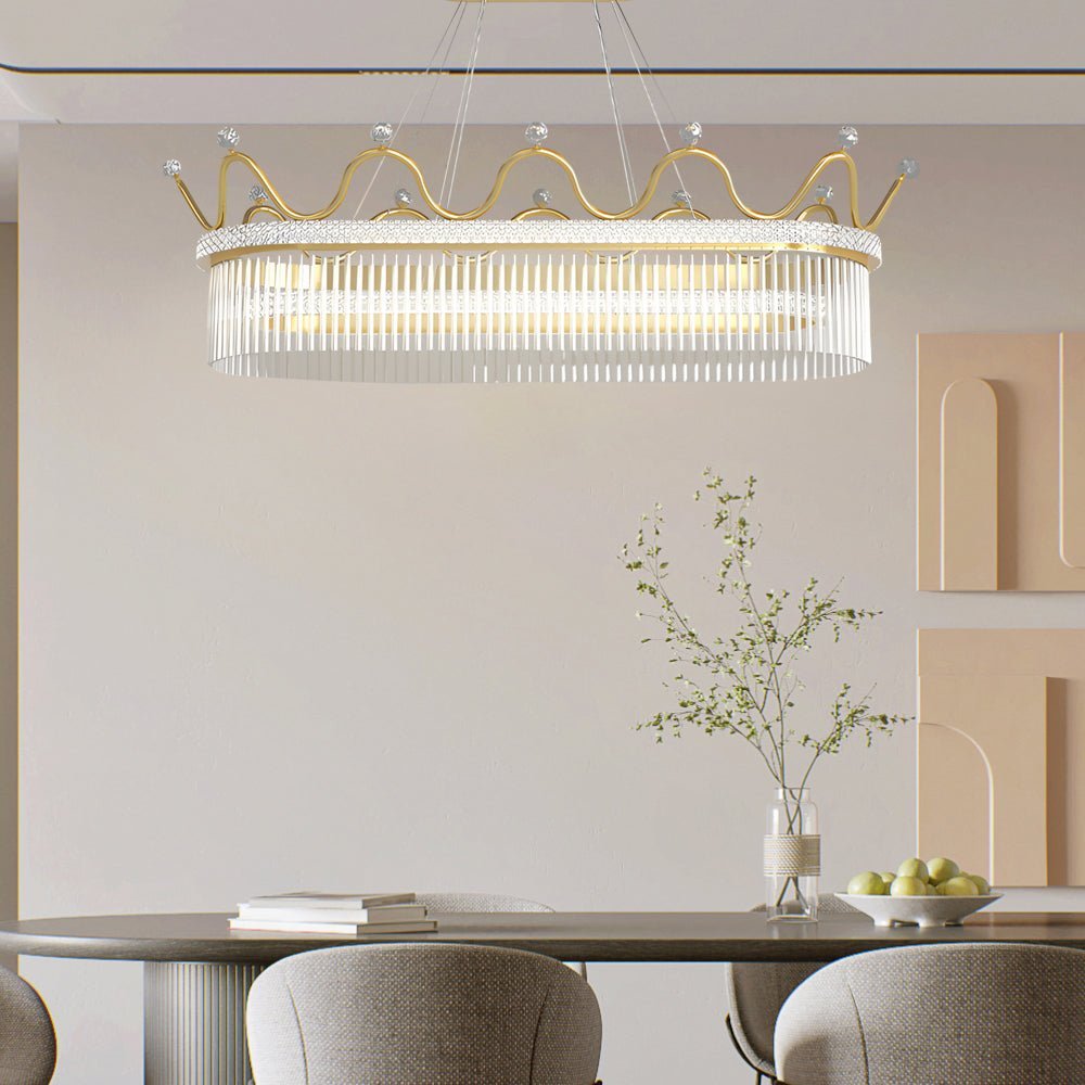 WINTHROP TRIPLE-LAYERED CRYSTAL OVAL CHANDELIER WITH DIMMABLE LIGHTING
