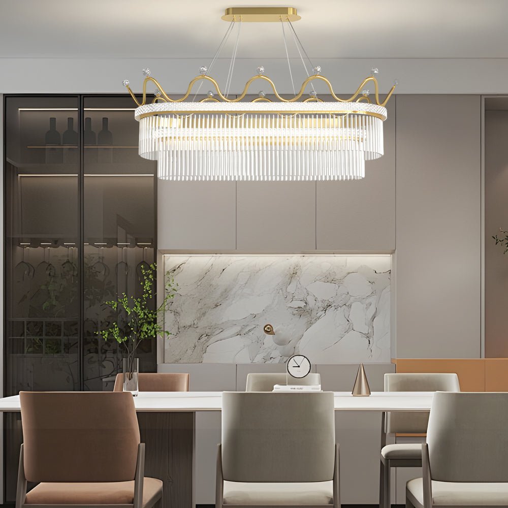 WINTHROP TRIPLE-LAYERED CRYSTAL OVAL CHANDELIER WITH DIMMABLE LIGHTING