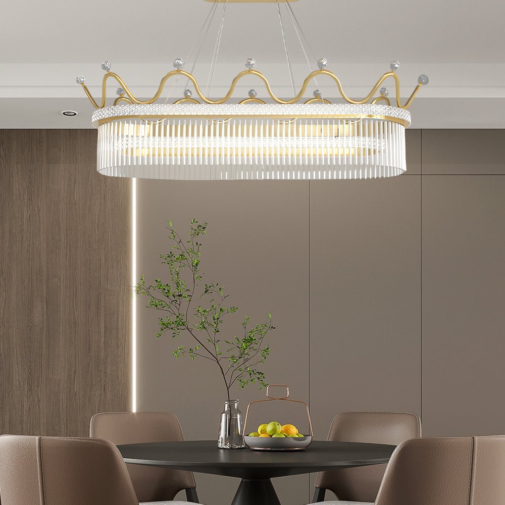 WINTHROP TRIPLE-LAYERED CRYSTAL OVAL CHANDELIER WITH DIMMABLE LIGHTING