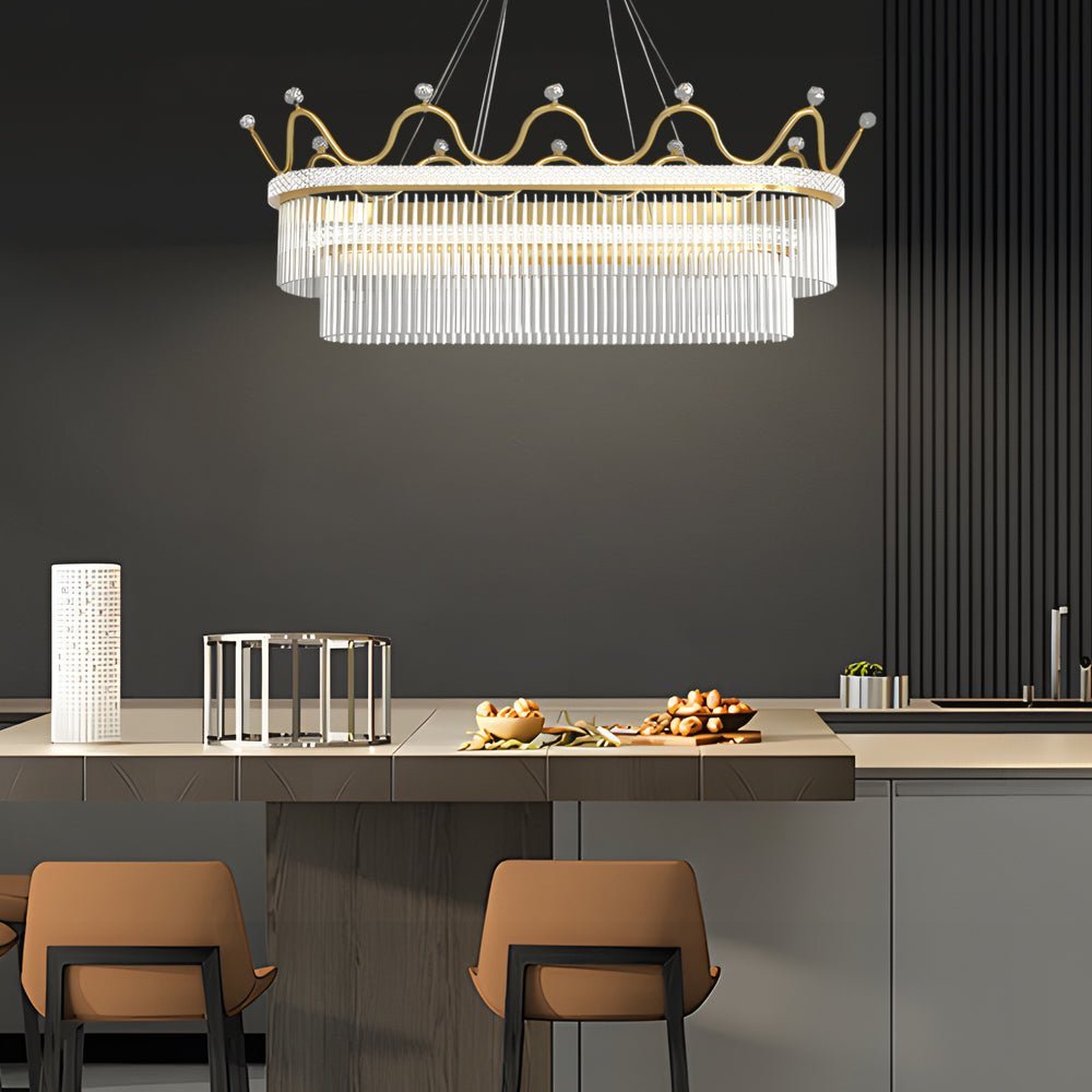 WINTHROP TRIPLE-LAYERED CRYSTAL OVAL CHANDELIER WITH DIMMABLE LIGHTING