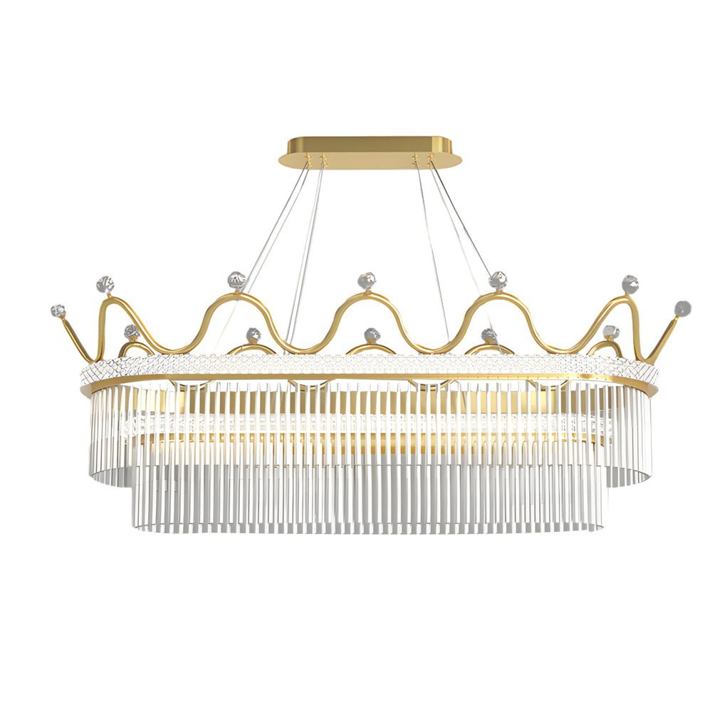 WINTHROP TRIPLE-LAYERED CRYSTAL OVAL CHANDELIER WITH DIMMABLE LIGHTING