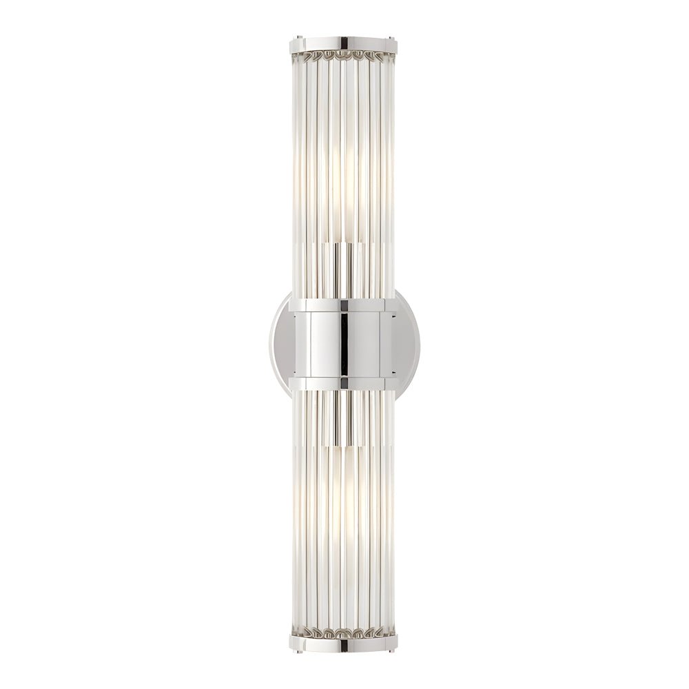 BRIGHTON CYLINDER CHROME & GOLD WALL LIGHT WITH CLEAR GLASS SHADE