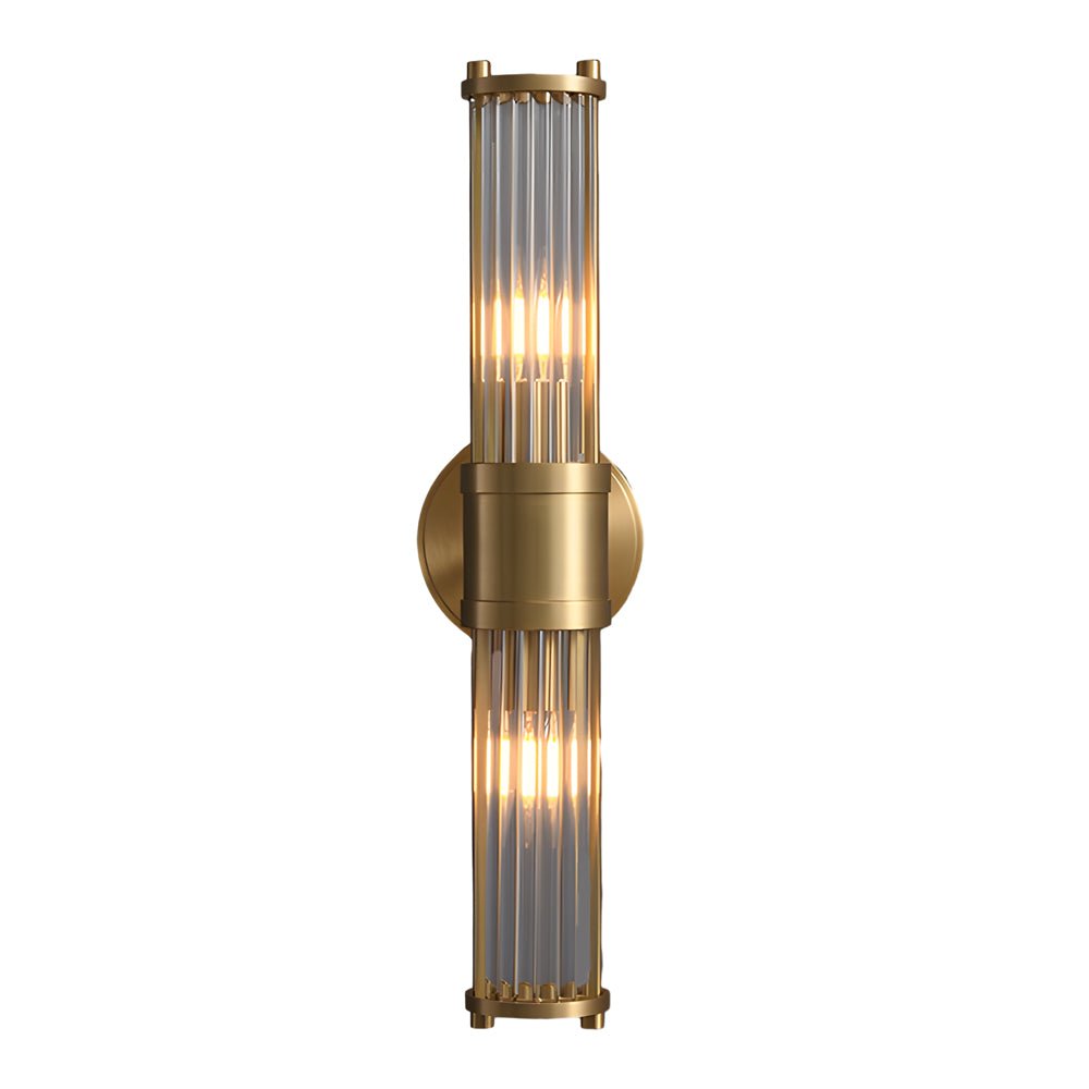 BRIGHTON CYLINDER CHROME & GOLD WALL LIGHT WITH CLEAR GLASS SHADE