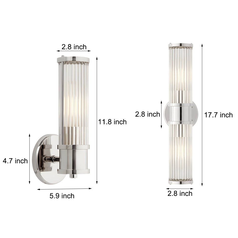 BRIGHTON CYLINDER CHROME & GOLD WALL LIGHT WITH CLEAR GLASS SHADE