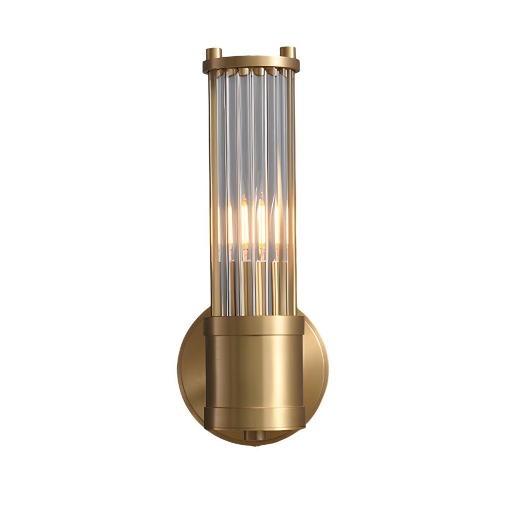 BRIGHTON CYLINDER CHROME & GOLD WALL LIGHT WITH CLEAR GLASS SHADE