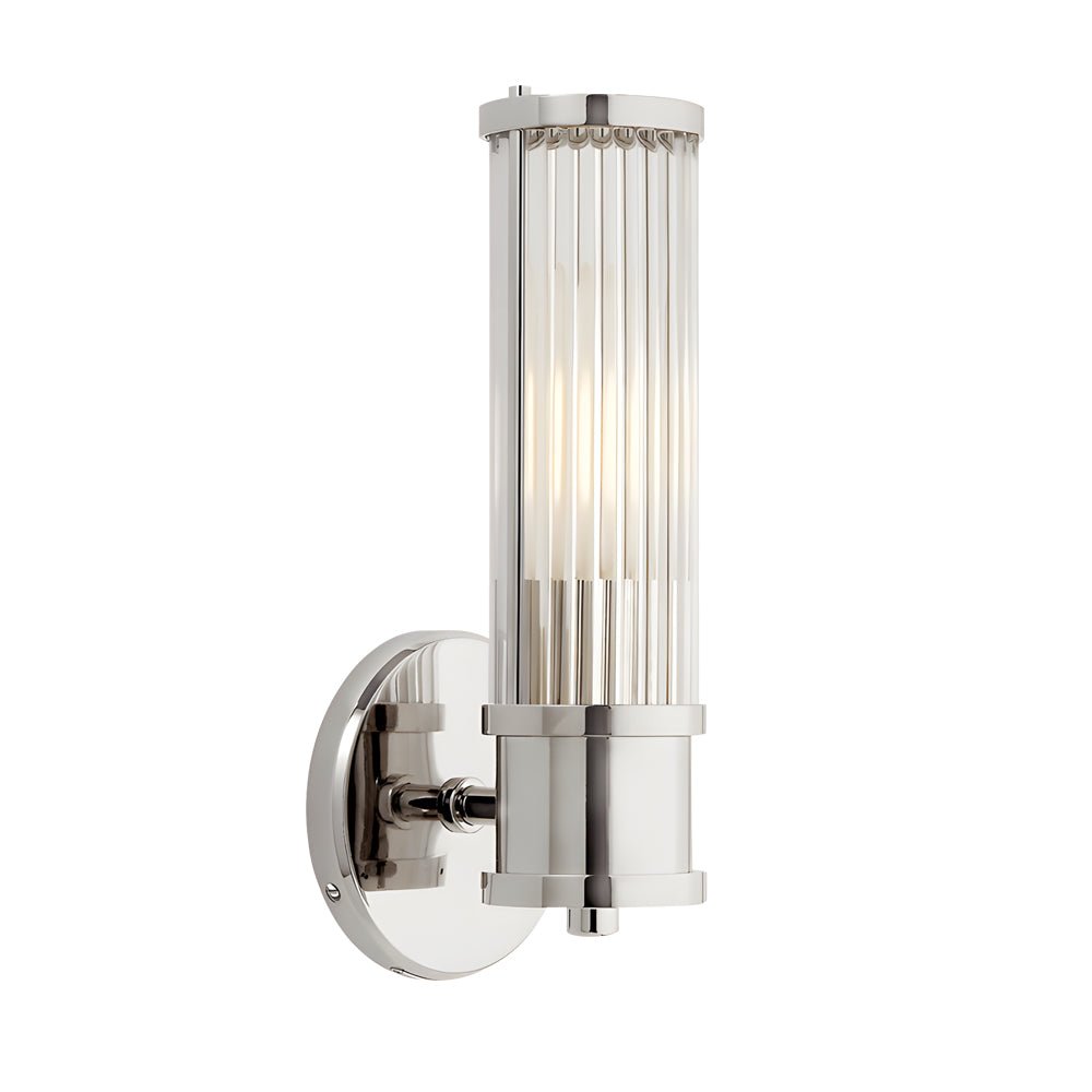 BRIGHTON CYLINDER CHROME & GOLD WALL LIGHT WITH CLEAR GLASS SHADE