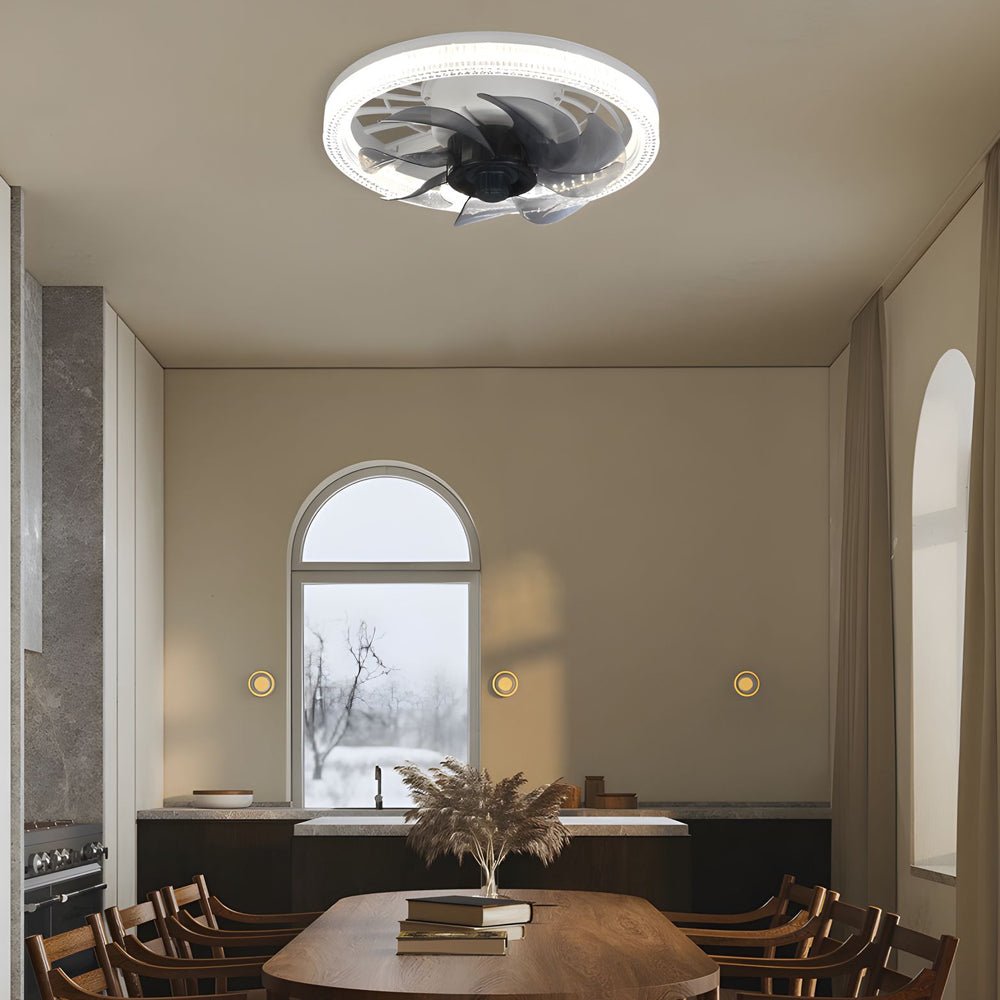 WINTHROP 12.2 INCH FLUSH MOUNT CEILING FAN WITH SEVEN LED BLADES