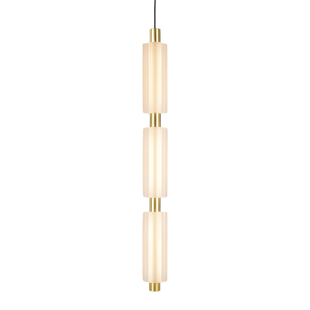 1. **WINSLOW ACRYLIC TRIO PENDANT LAMP**: A striking modern luminaire featuring three cylindrical shades in a sophisticated gold finish, perfect for illuminating dining areas or living spaces with a contemporary flair.

2. **CAMPBELL SINGLE CYLINDER HANGI