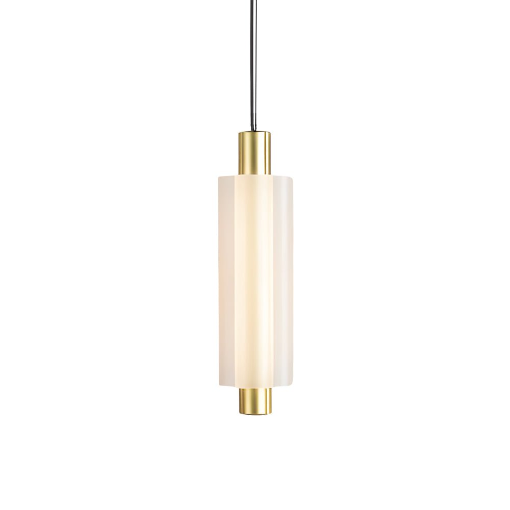1. **WINSLOW ACRYLIC TRIO PENDANT LAMP**: A striking modern luminaire featuring three cylindrical shades in a sophisticated gold finish, perfect for illuminating dining areas or living spaces with a contemporary flair.

2. **CAMPBELL SINGLE CYLINDER HANGI