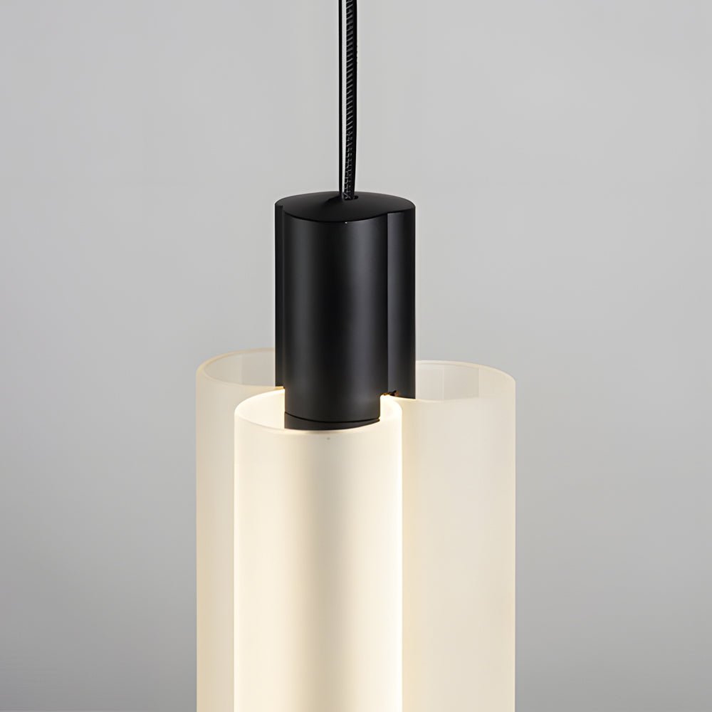 1. **WINSLOW ACRYLIC TRIO PENDANT LAMP**: A striking modern luminaire featuring three cylindrical shades in a sophisticated gold finish, perfect for illuminating dining areas or living spaces with a contemporary flair.

2. **CAMPBELL SINGLE CYLINDER HANGI