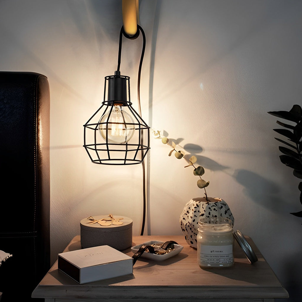 FENWICK INDUSTRIAL METAL CAGE CHANDELIER WITH SWITCH CONTROL