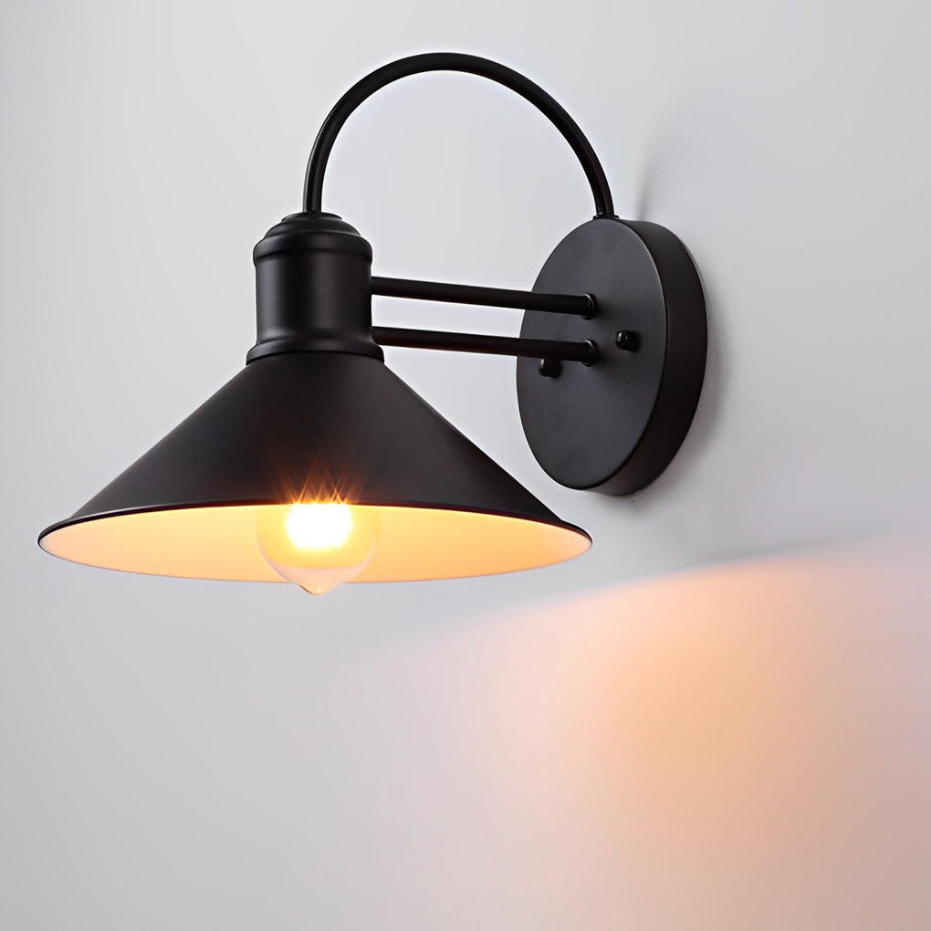 WINDSOR CONE IRON OUTDOOR WALL LIGHTING - VINTAGE INDUSTRIAL WATERPROOF DESIGN