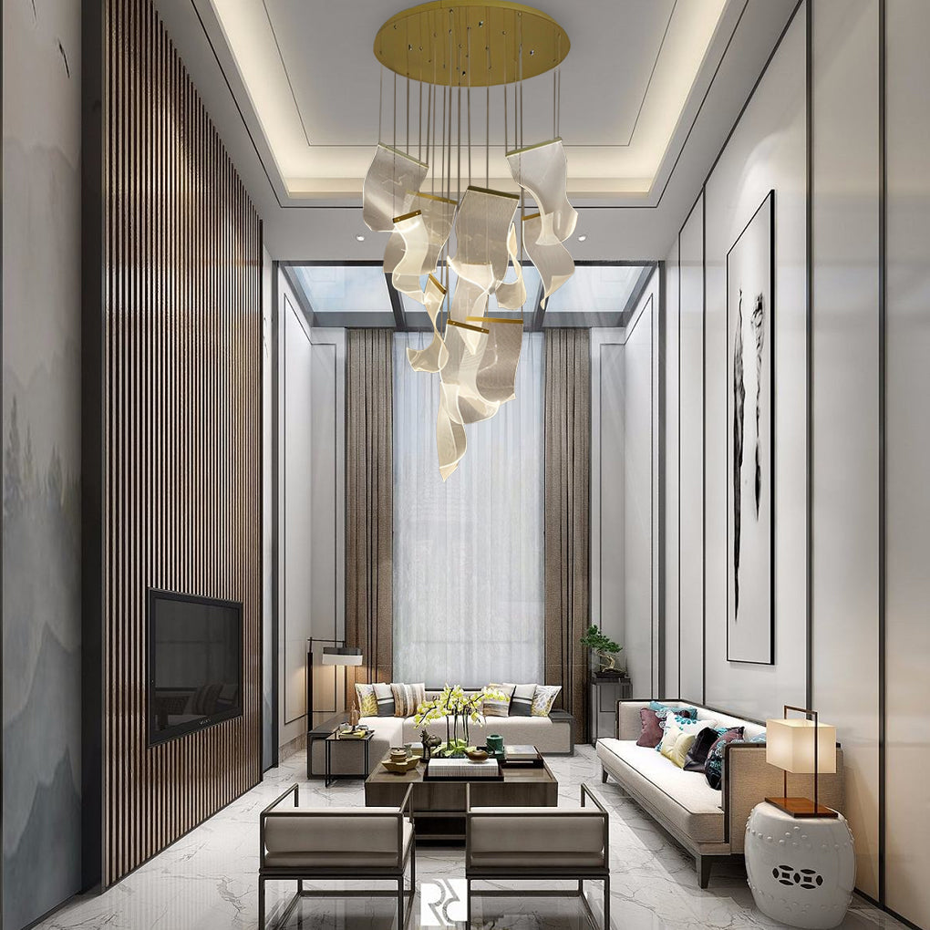FELSTED CURVATURE ACRYLIC LED CHANDELIER WITH GRADUAL DIMMING