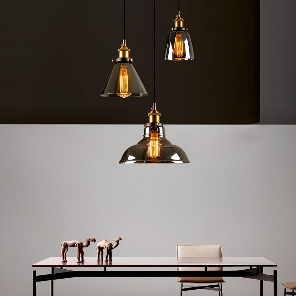 WINTHORPE SMOKED GLASS INDUSTRIAL HANGING LANTERN