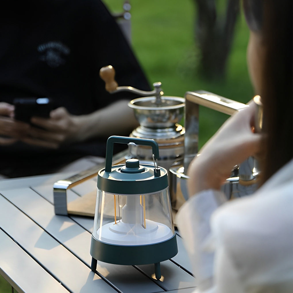WINDSOR GREEN LED CAMPING LANTERN WITH DIMMABLE FUNCTIONALITY AND WATERPROOF DESIGN