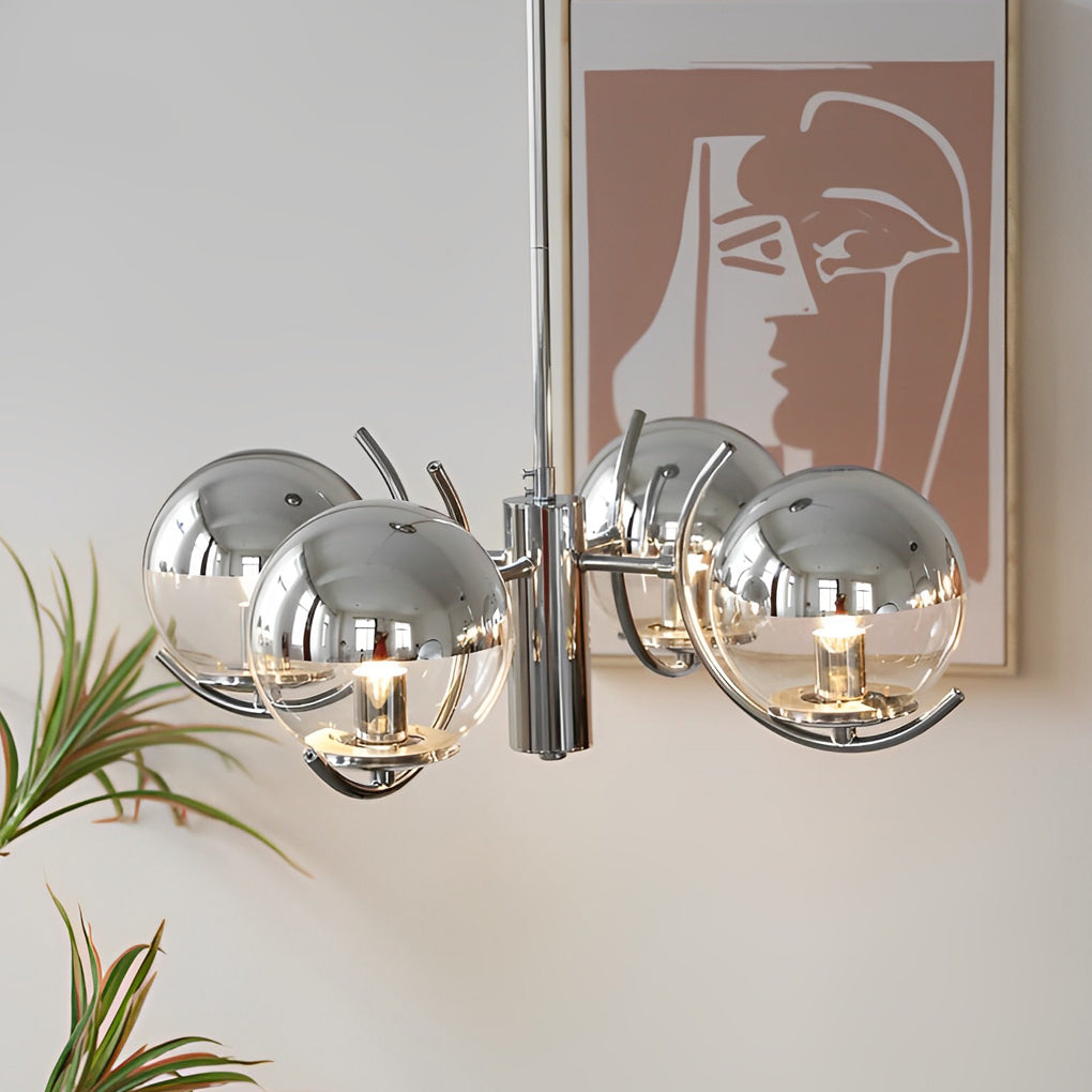 WINTHORPE POLISHED IRON & GLASS ORB CHANDELIER